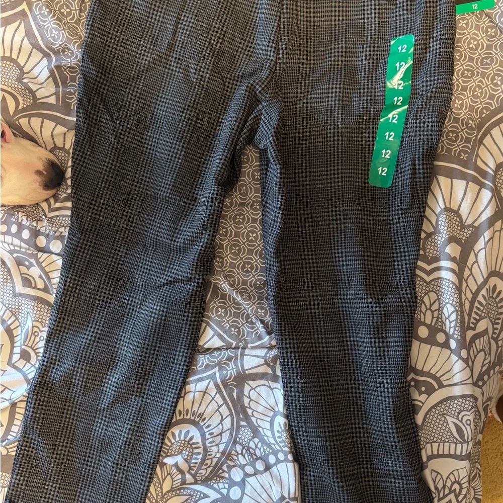 Banana Republic Black and Gray Plaid Trousers